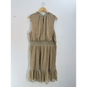 Draper James RSVP Sleeveless Tiered Midi Dress Gold Party Elastic Waist MED NWT